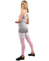 Thumbnail for Savoy - Graca Seamless Leggings & Sports Bra Set - Grey With Pink & White - 2 PCS. - 1 COLOR -