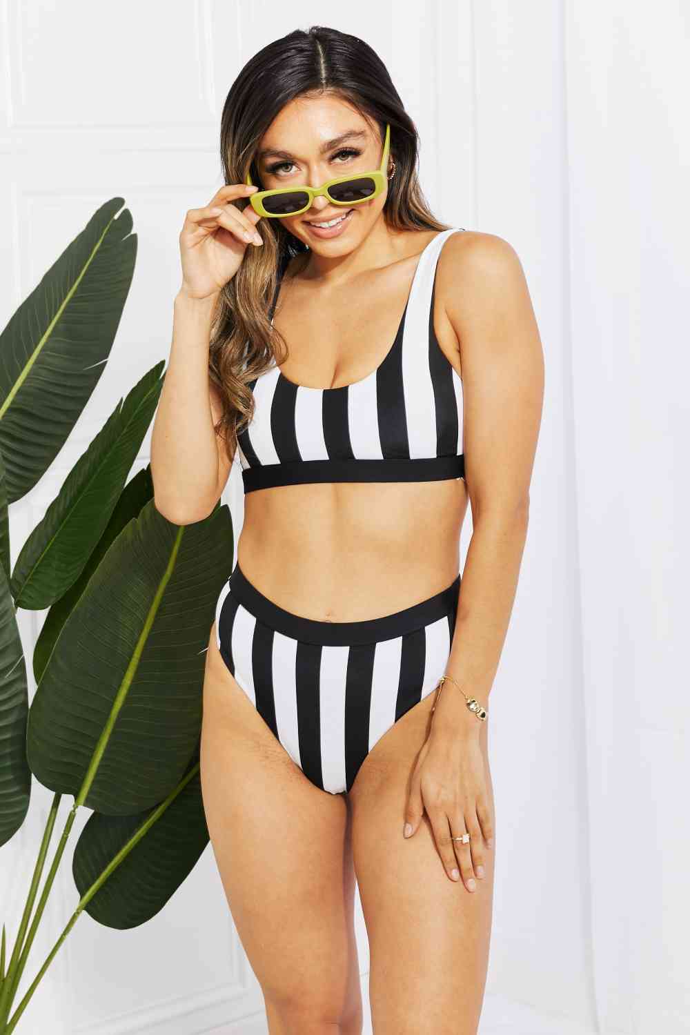 Striped Tank High Waist Bikini - T - 3 COLORS -