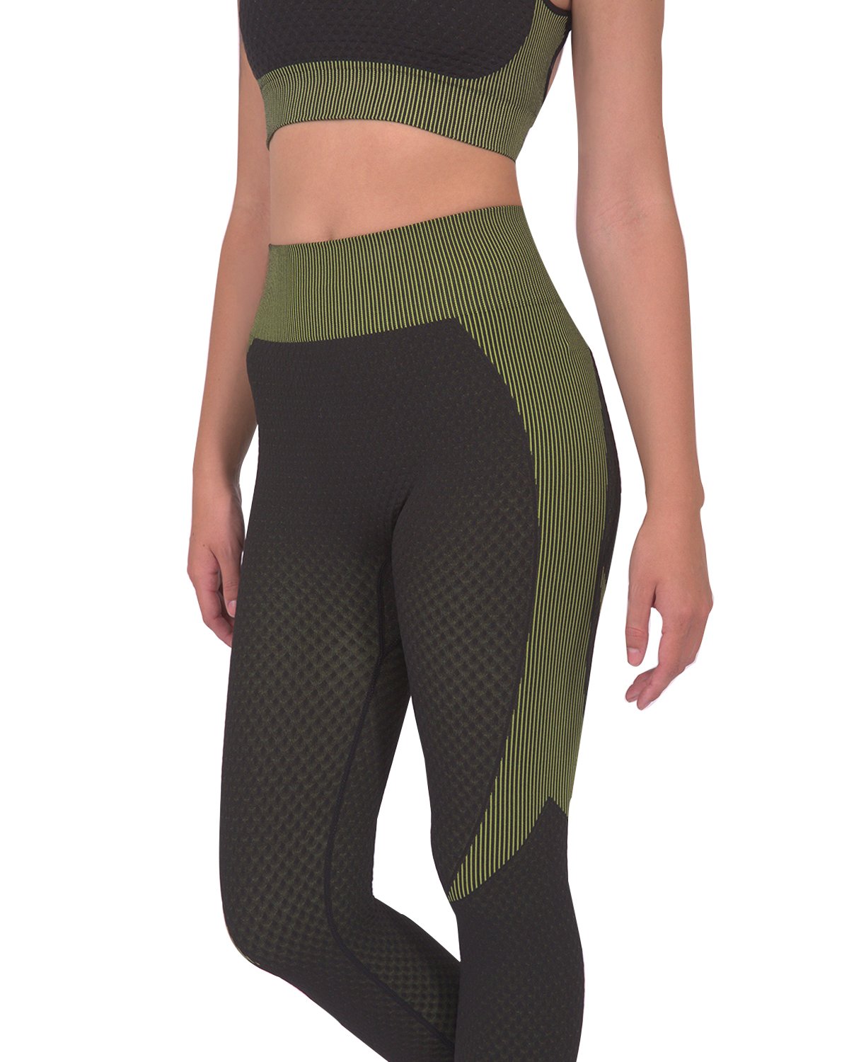 Savoy - Trois Seamless Legging - Black With Green - 1 COLOR -