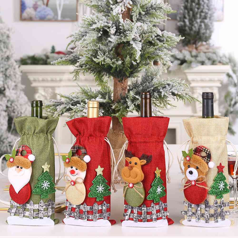 Assorted 2-Piece Christmas Doll Wine Bottle Covers - BUY 1 GET ONE RANDOM PICK - [5-10 DAY DELIVERY] - 12.5" - T - 4 TYPES -