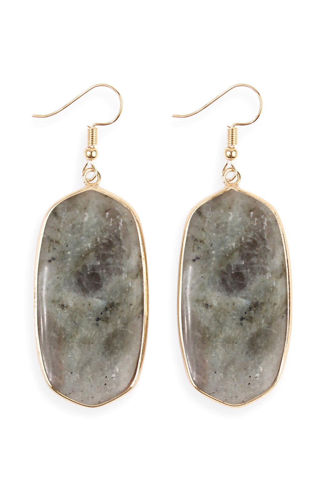 USA - Natural Oval Stone Earrings - 9 COLORS -