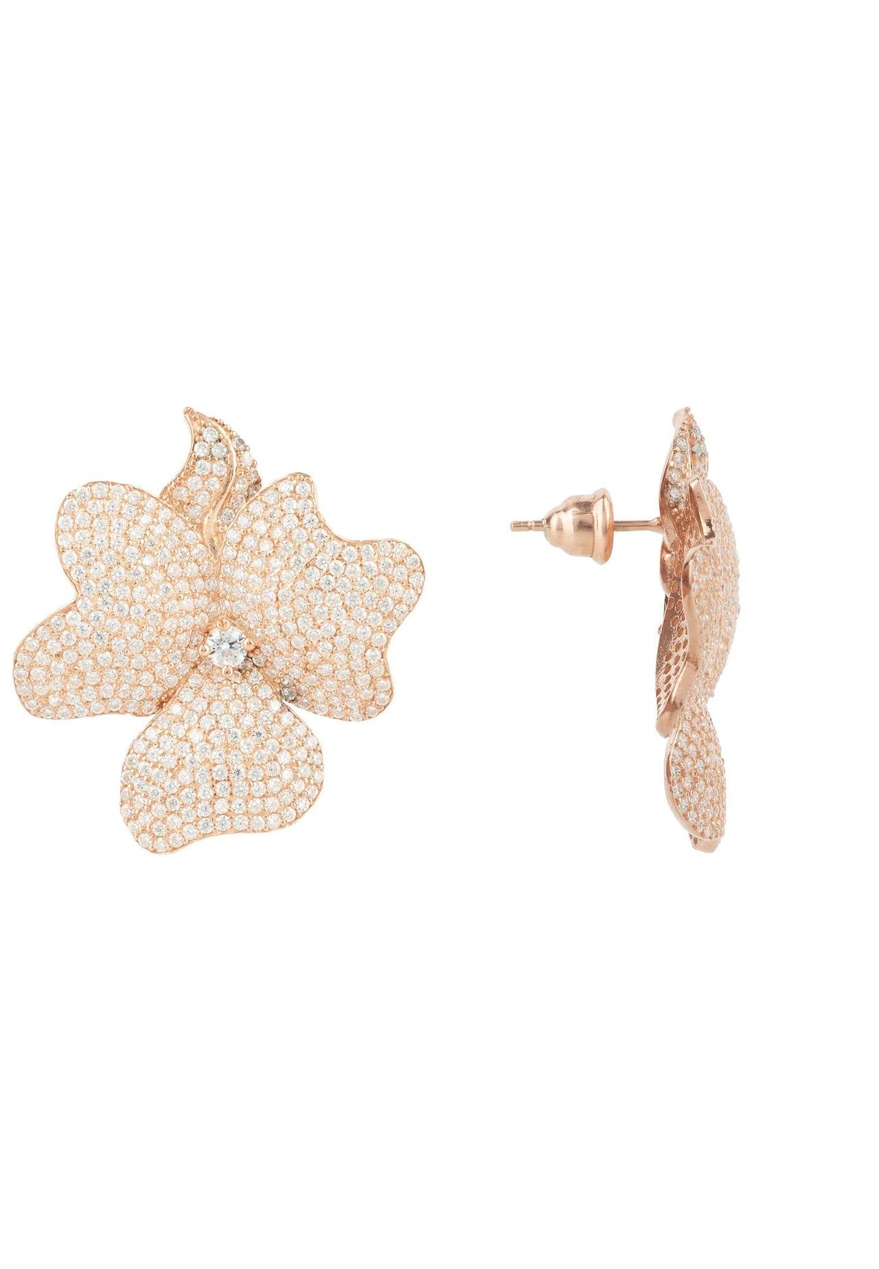 LATELITA - Flower Large Stud Earrings Rose Gold -