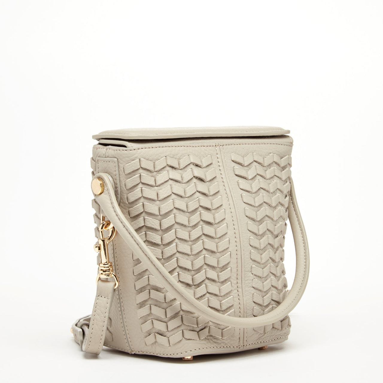 Anna Woven Leather Bag Grayish Beige -