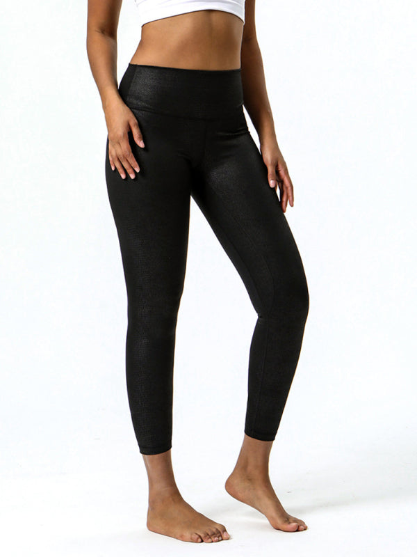 Textured-leather high-stretch yoga pants - K - 1 COLOR -