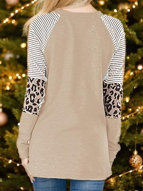 Christmas Tree Graphic Striped Long Sleeve Sweatshirt - T - 1 COLOR -