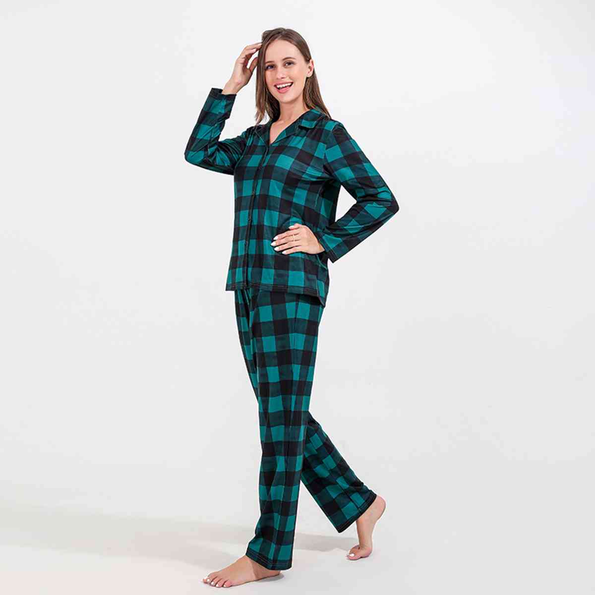 WOMEN Plaid Shirt and Pants Set - T -