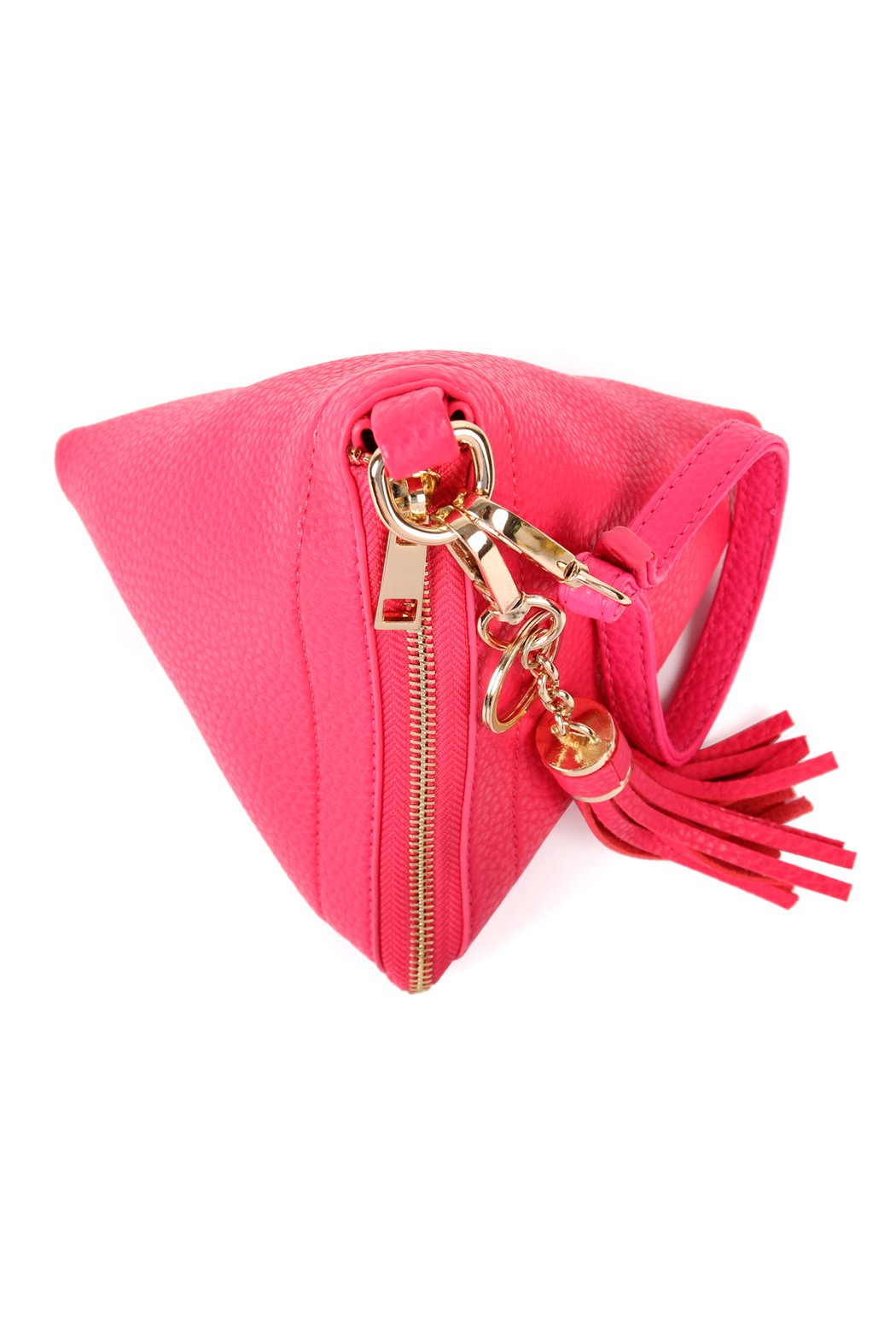 Riah Fashion - Pyramid Shape Tassel Wristlet Leather Bag - 15 COLORS -