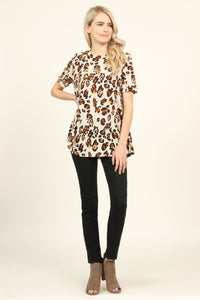 Thumbnail for Riah Fashion - Short Sleeve Leopard Knit Sweater - 2 COLORS -