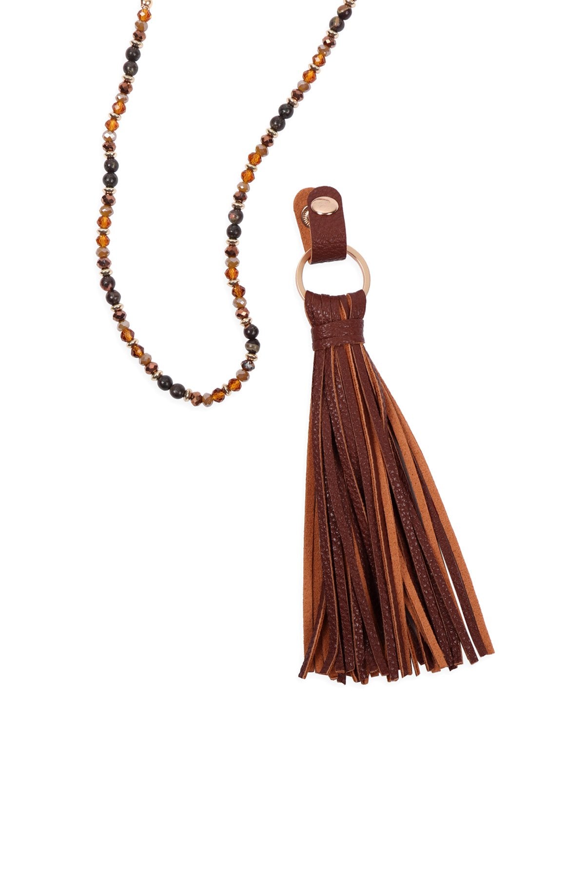 Riah Fashion - Leather Tassel Necklace - 8 COLORS -