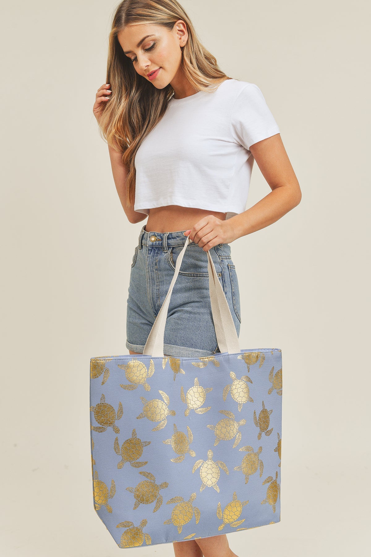 Riah Fashion - Gold Foil Turtle Tote Bag - 8 COLORS -