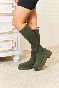 Thumbnail for Comfort Footwear Knee High Platform Sock Boots - T - 1 COLOR -