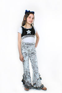 Thumbnail for Stardust - Eve, Silver Crushed Velvet and Glitter Flared Pants - 1 COLOR -