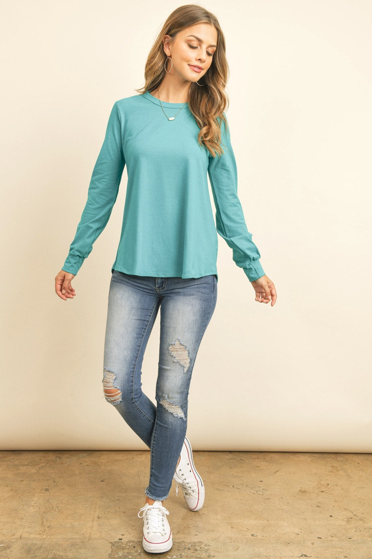 Riah Fashion - Long Sleeve Round Neck Solid Top - 17 COLORS -