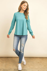 Thumbnail for Riah Fashion - Long Sleeve Round Neck Solid Top - 17 COLORS -