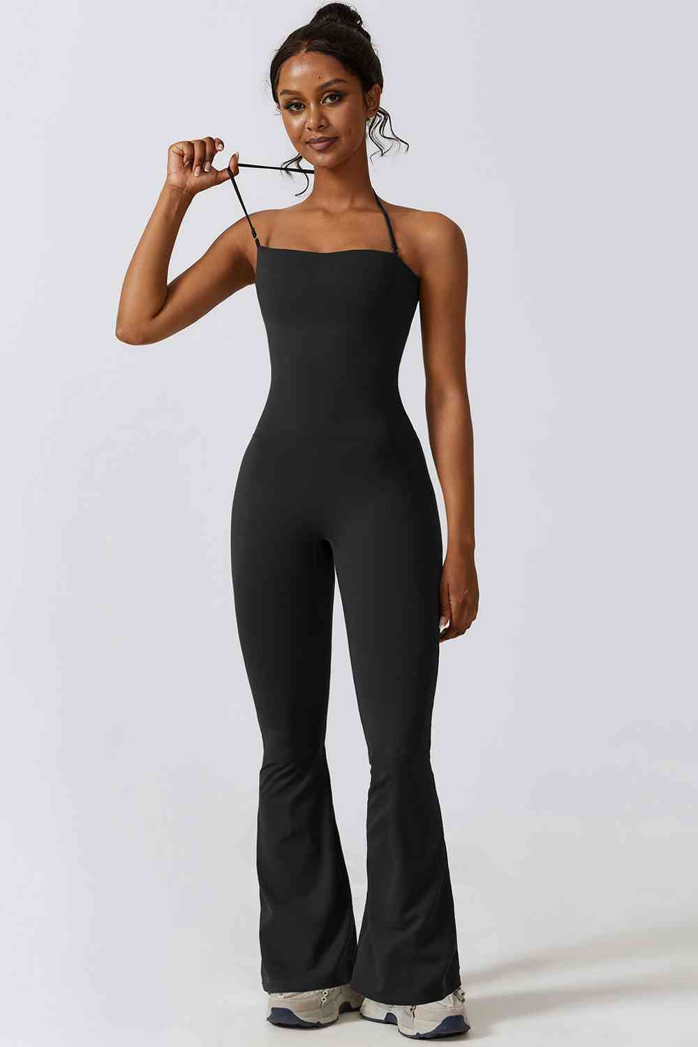 Halter Neck Flare Sport Jumpsuit - T - 4 COLORS -