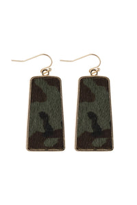 Thumbnail for Riah Fashion - Camouflage Leather Printed Bar Dangling Fish Hook Earrings - 2 CAMO COLORS -