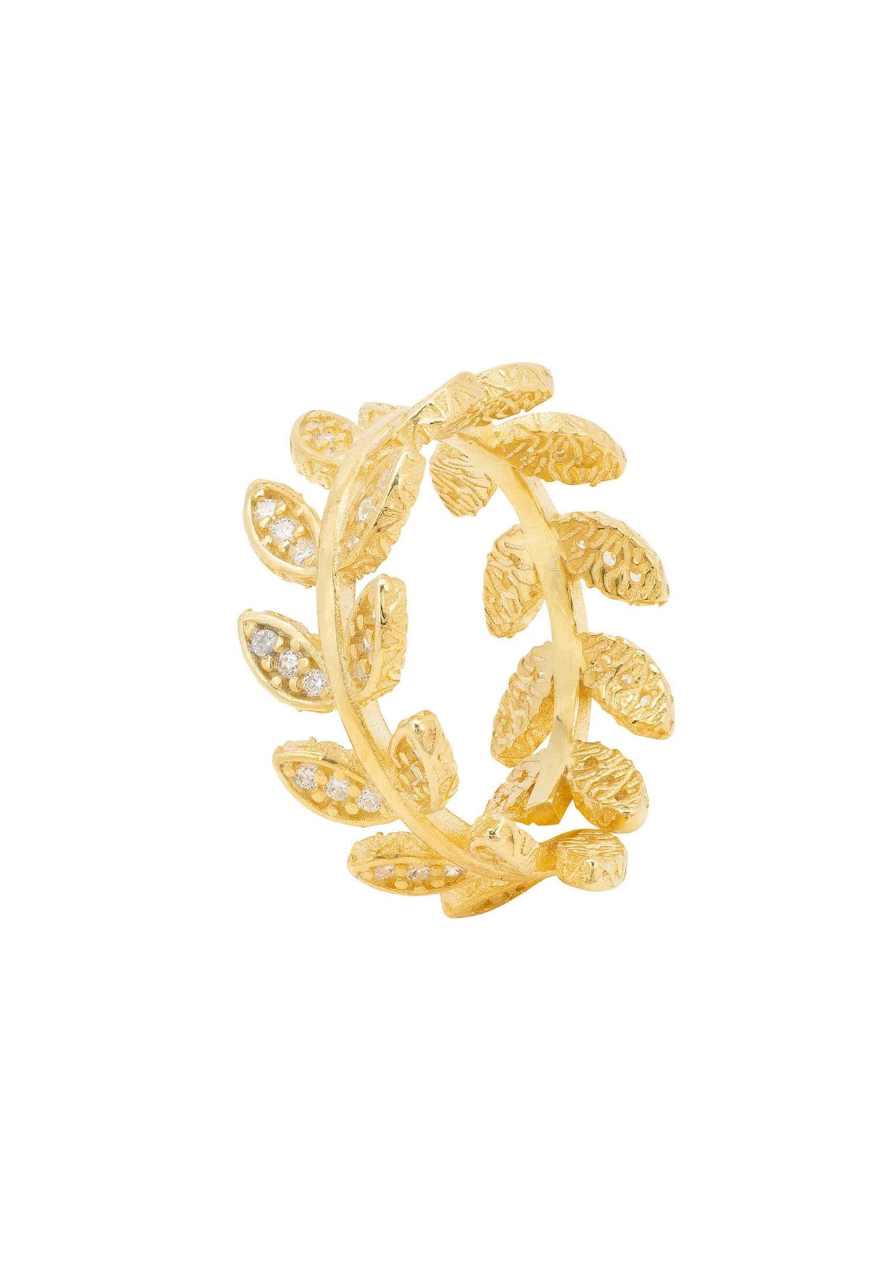 LATELITA - Curled Vine Leaf Adjustable Ring Gold -