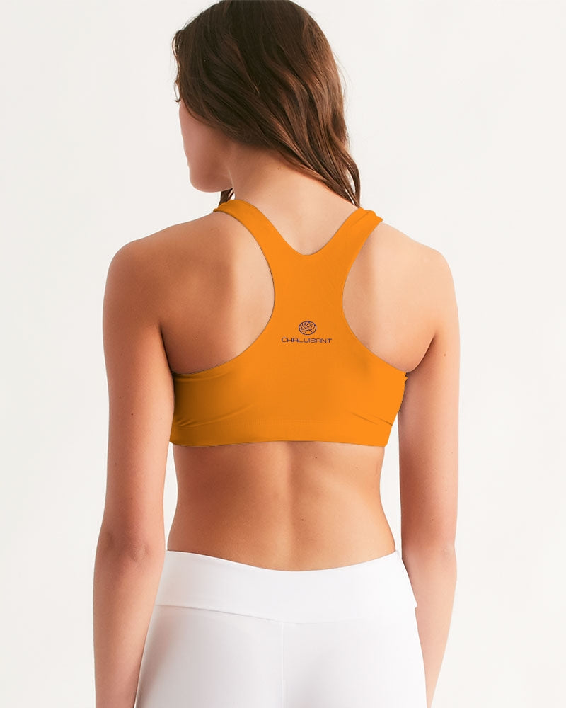 Chaluisant - Tangy-Orange Women's Seamless Sports Bra -