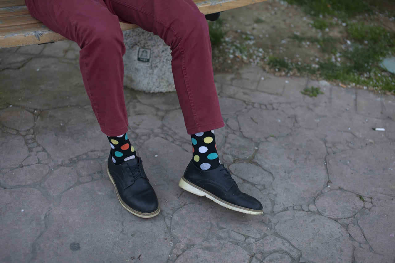 Men's Mixed Black Dot Socks - 1 COLOR -