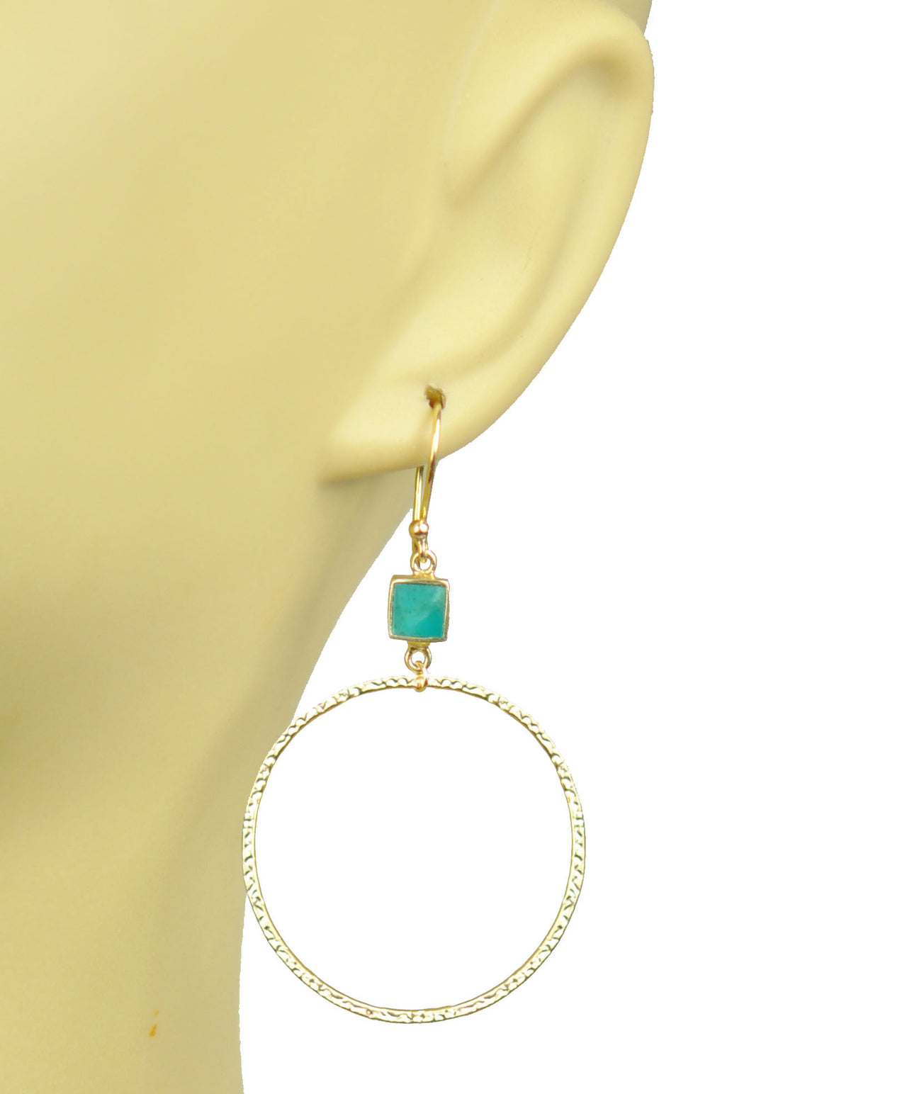 Gena Myint - Turquoise Bezel Circle Earrings -