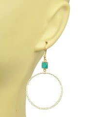 Thumbnail for Gena Myint - Turquoise Bezel Circle Earrings -