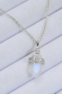 Thumbnail for 925 Sterling Silver Moonstone Pendant Necklace - T - 2 FINISHES -