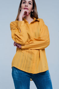 Thumbnail for Q2 - Mustard Shirt Thin Black Stripes - 1 COLOR