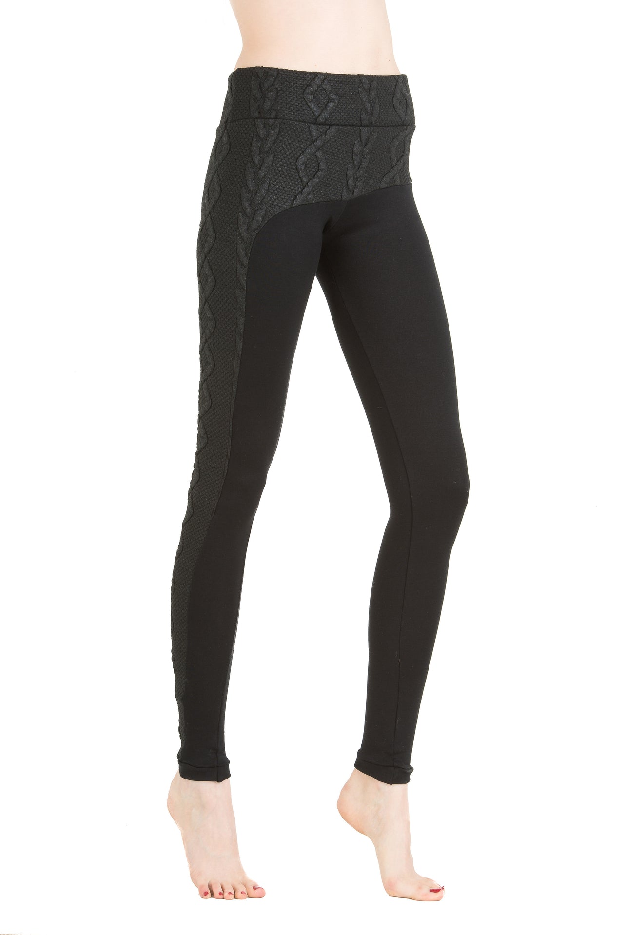 EON Paris - Asymmetrical Leggings - Black w/ textured Black outer - 1 COLOR -