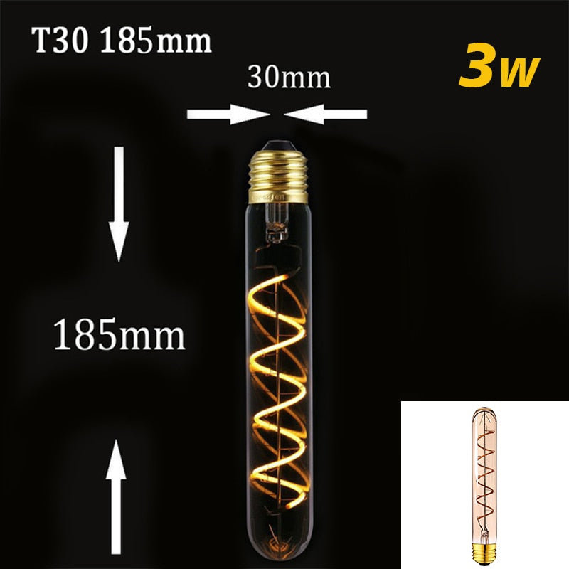 Retro Dimmable LED Edison Bulb E27 3W Gold Spiral Filament ST64 G125 Ampoule LED Lamp Incandescent Chandelier Decorative Lighting - [15 DAY DELIVERY] - 13 BULB TYPES - 2 WATTAGES -