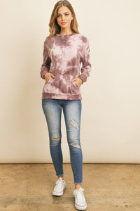 Thumbnail for Riah Fashion - Tie Dye Long Sleeve Round Neck Top - 4 COLORS -