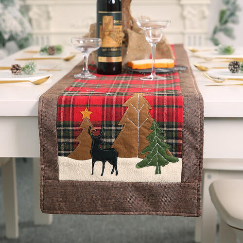 Plaid Christmas Element Table Runner - [5-10 DAY DELIVERY] - T - 1 COLOR -