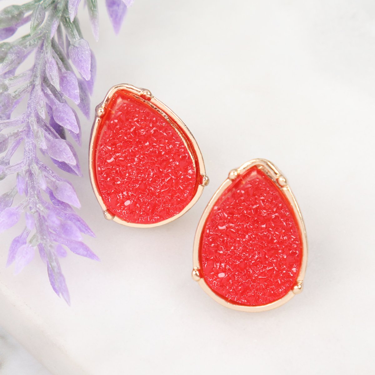 Druzy Teardrop Post Earrings - 17 COLORS -