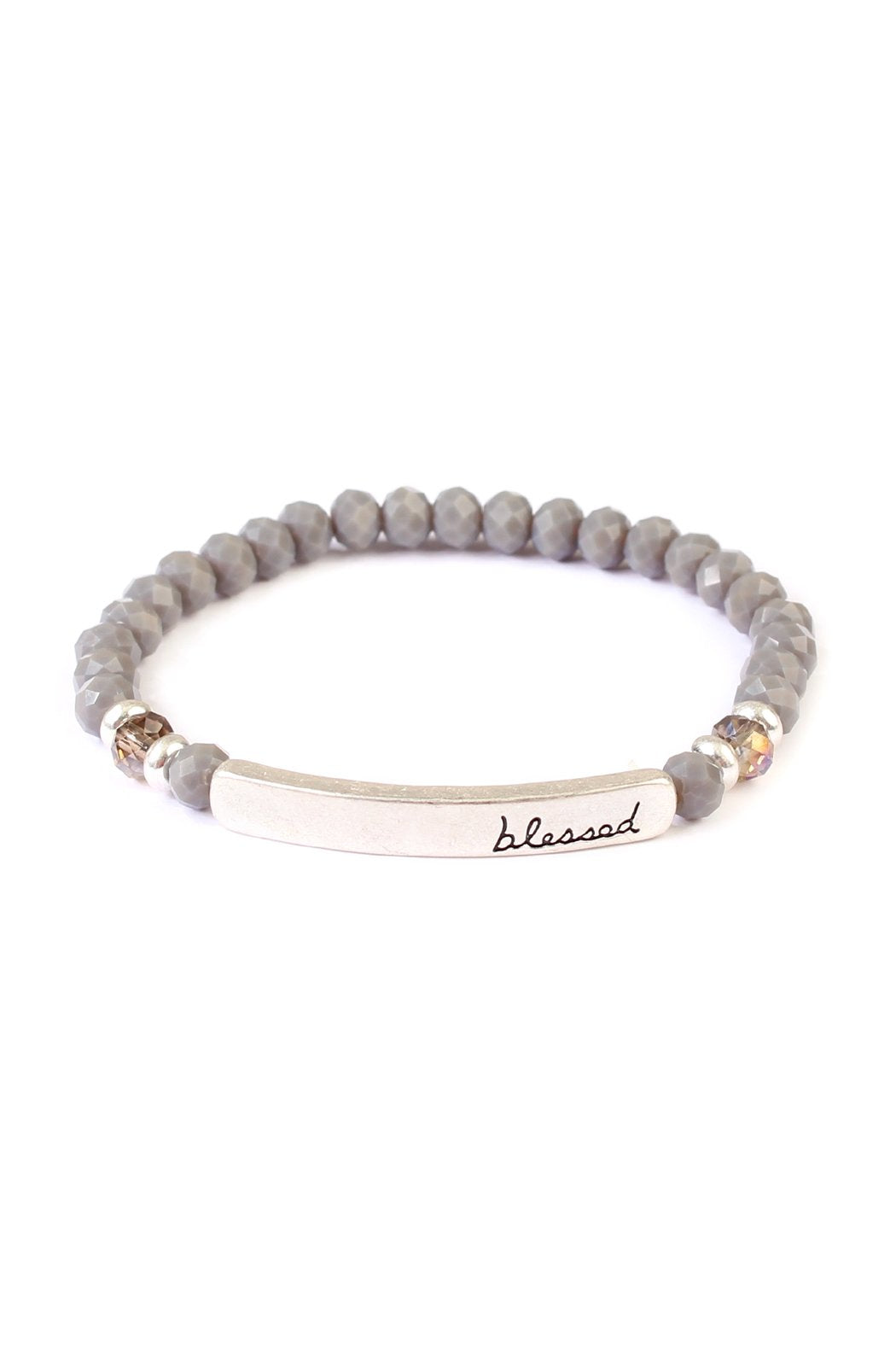 Riah Fashion - "BLESSED" 6mm GLASS STRETCH BRACELETS - 8 COLORS -