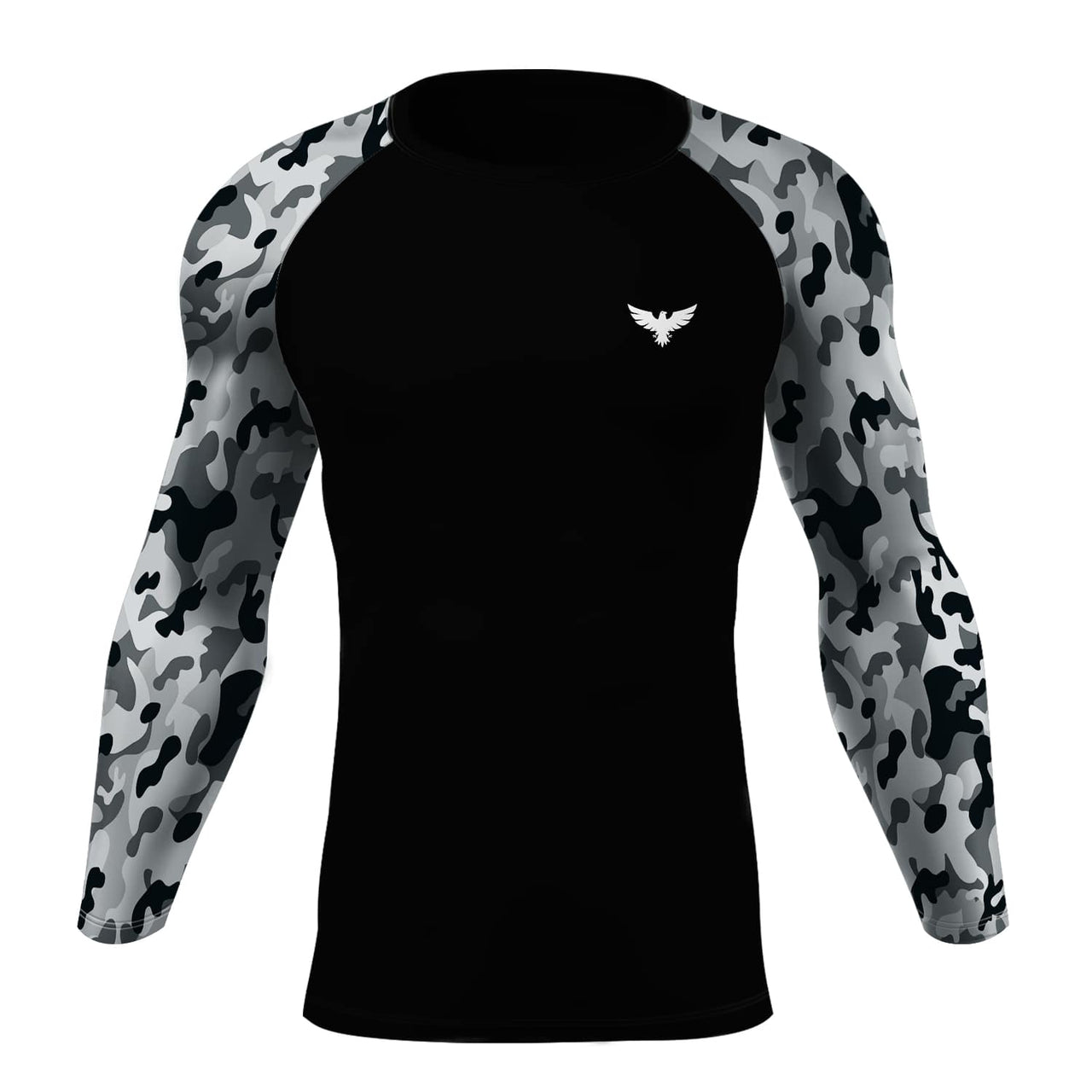 FYC - Men's Black Camo Sleeve Performance Rash Guard UPF 40+ - 1 COLOR -