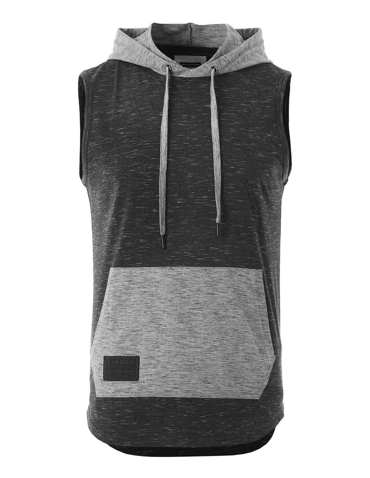 Men's Color Block Sleeveless Pullover Kangaroo Pocket Workout Hooded Tank - 2 COLORS - -