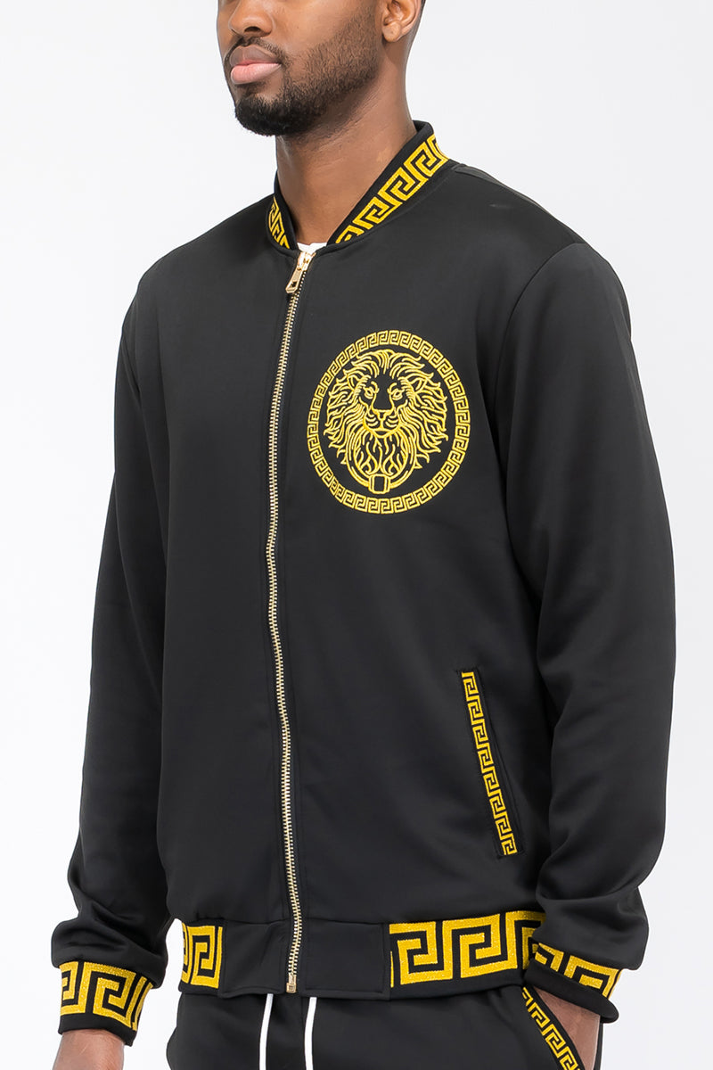 Lion Head Embroidered Track Jacket - 4 COLORS -