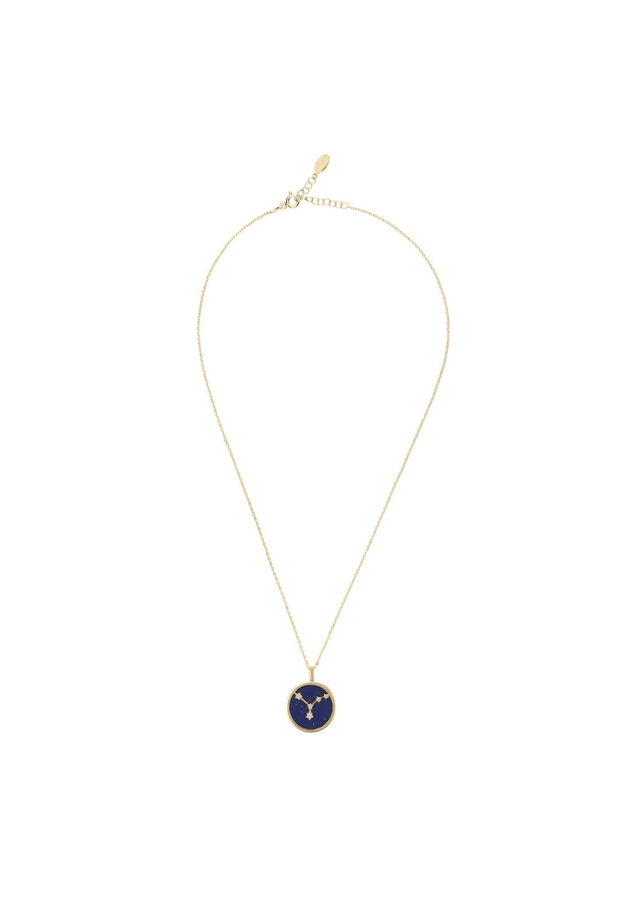 Zodiac Lapis Lazuli Gemstone Star Constellation Pendant Necklace Gold Cancer -