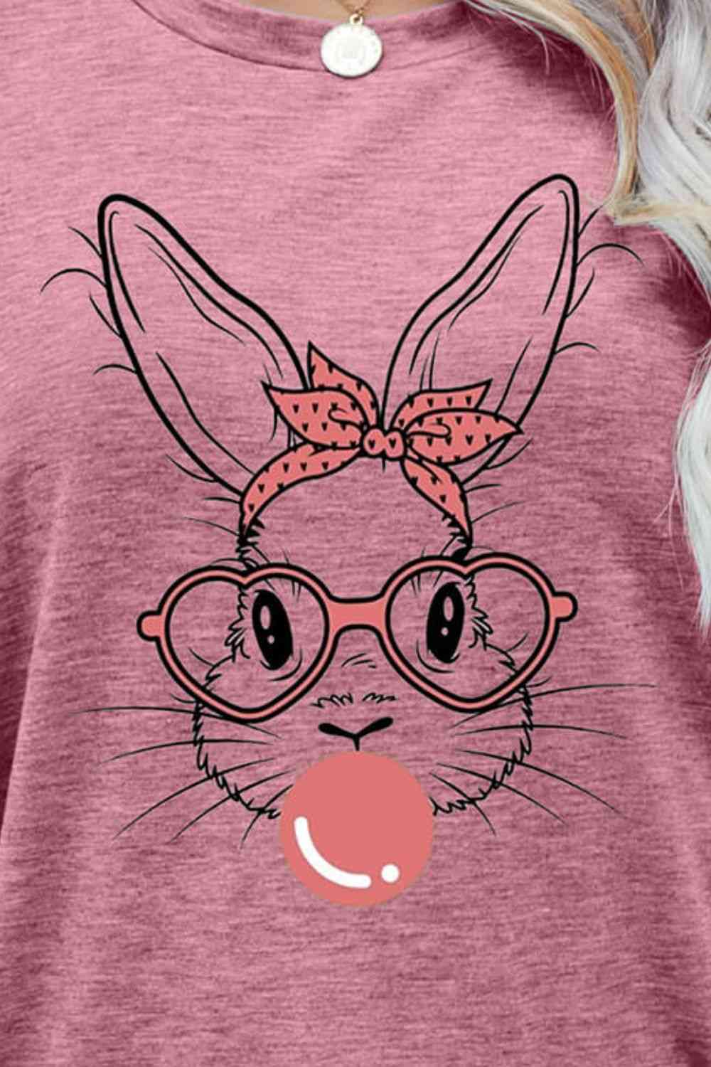 Easter Bunny Graphic Round Neck T-Shirt - T - 6 COLORS -