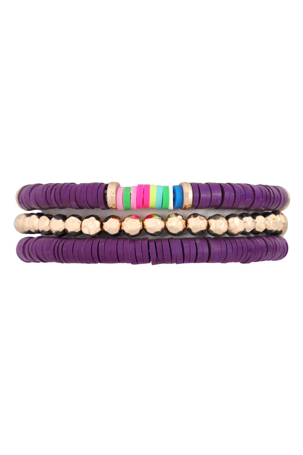 Fimo Metal Multi Elastic Bracelet - 7 COLORS -