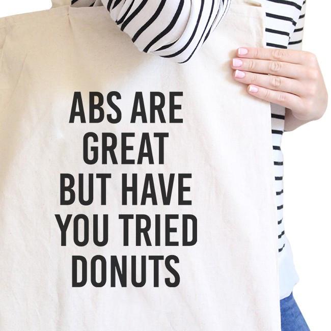 Abs Are Great but ... Natural Canvas Bag Funny Workout Quote Gym Bags -