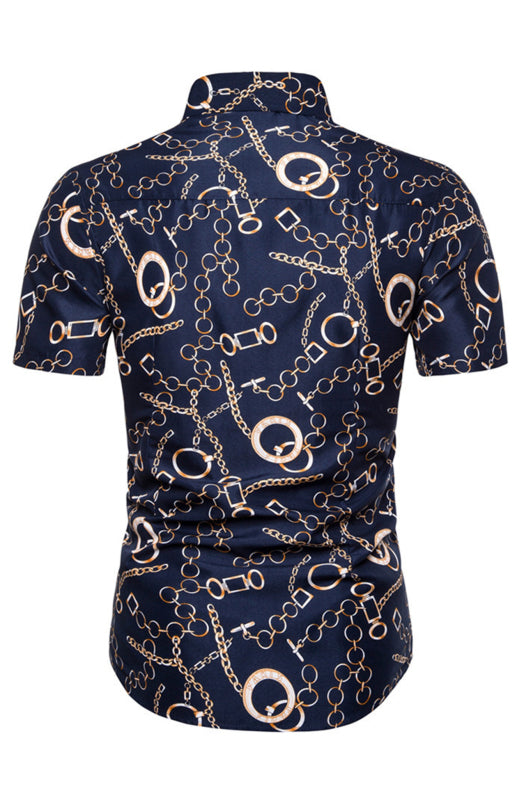 Men's Summer Fashion Short Sleeve Printed Shirt - K - BD -