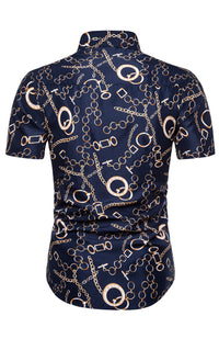 Thumbnail for Men's Summer Fashion Short Sleeve Printed Shirt - K - BD -