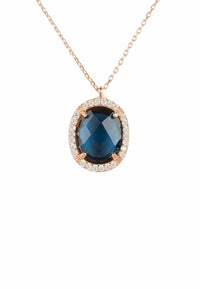 Thumbnail for LATELITA - Beatrice Oval Gemstone Pendant Necklace Rose Gold Sapphire Hydro -