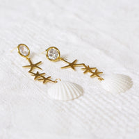 Thumbnail for Crystal Star Porcelain Seashell Earrings -