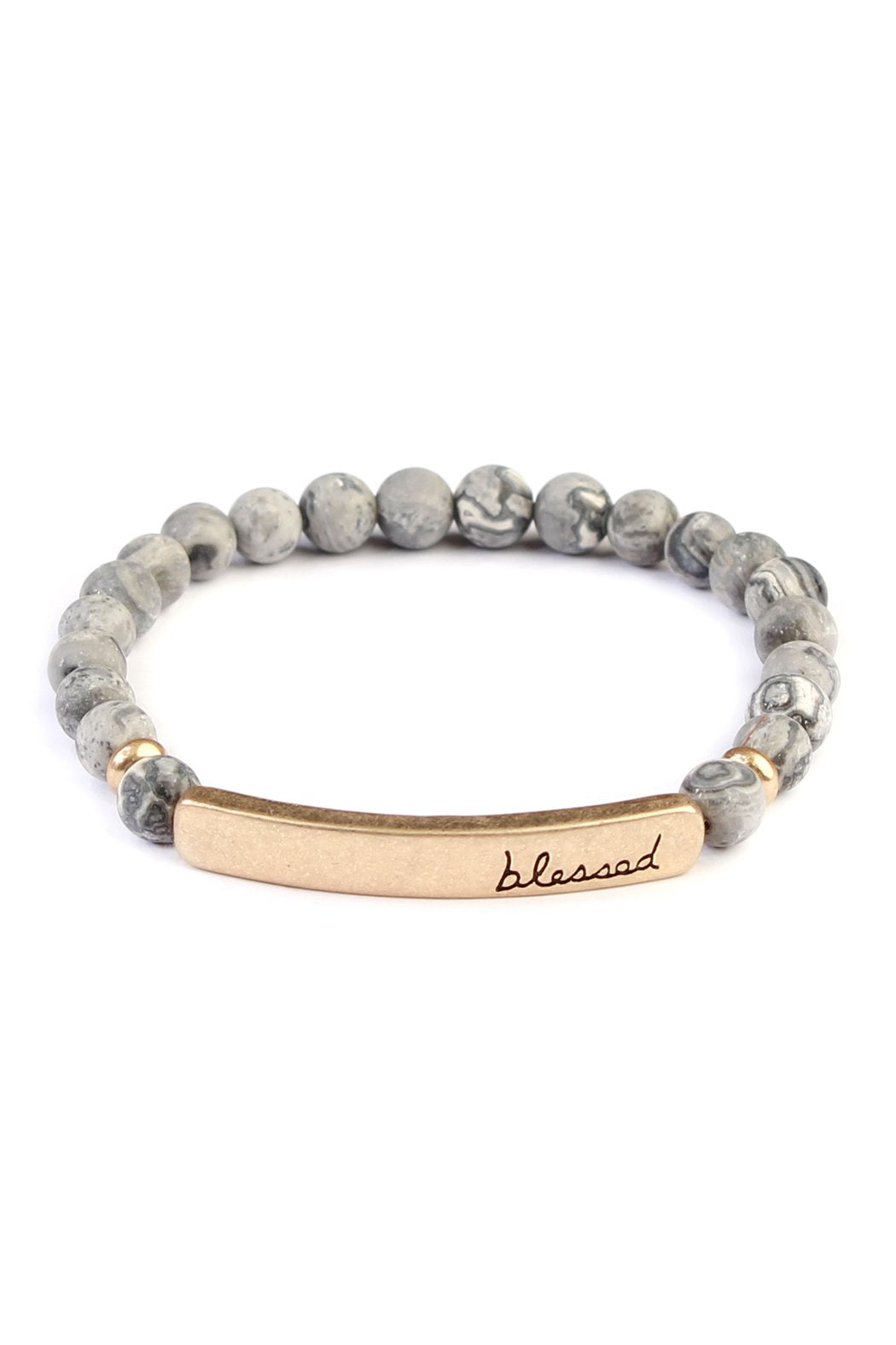 "Blessed" Bar Natural Stone Bracelet - 4 COLORS -