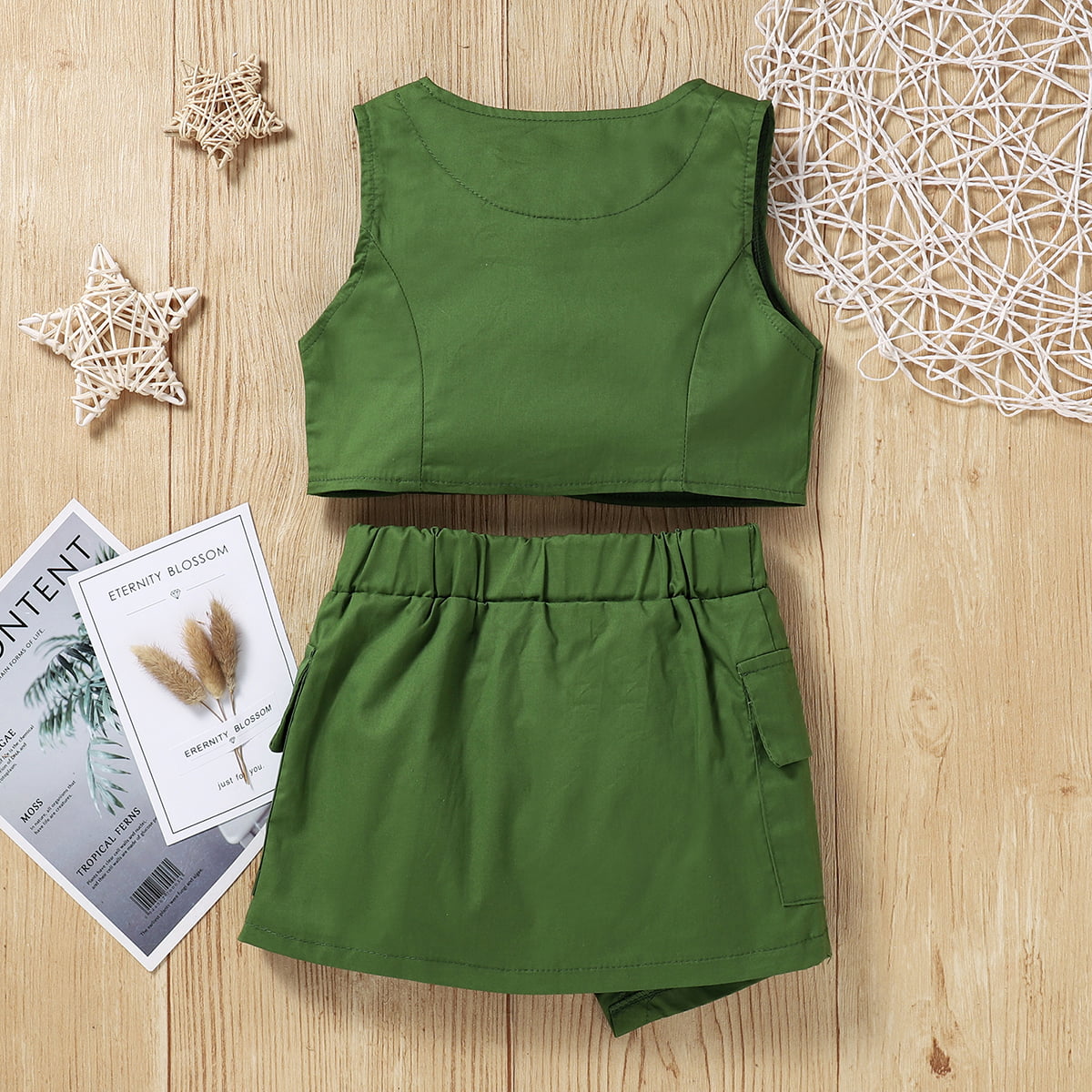 Buttoned V-Neck Tank and Skirt Set - 2 PCS. - T - 1 COLOR -