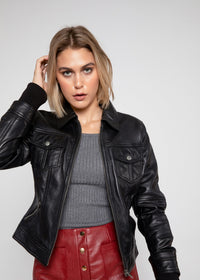 Thumbnail for Fadcloset - Annalise Womens Leather Jacket - 1 COLOR -