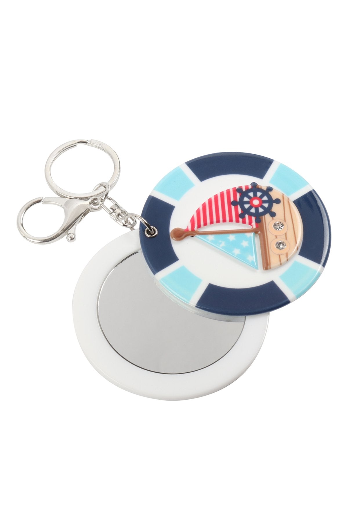 Sail Boat With Mirron Keychain -