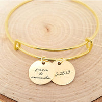 Thumbnail for Personalized Silver Bangle - Anniversary Bracelet -