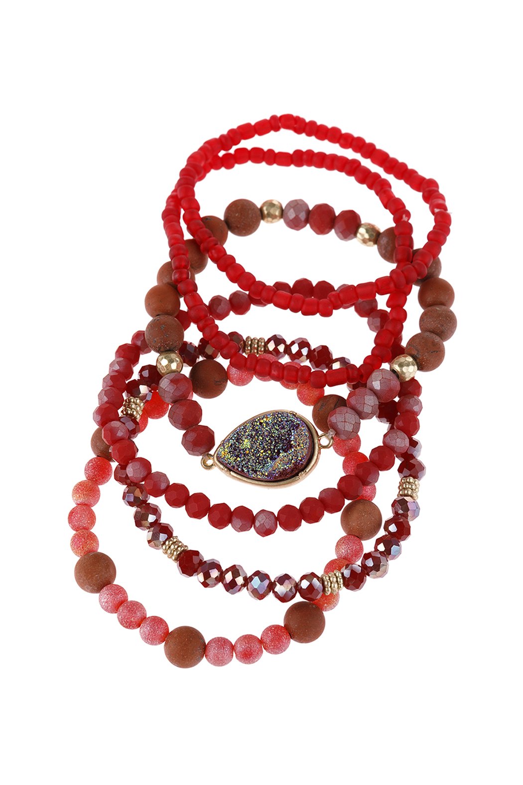 Teardrop Druzy Mixed Beads Bracelet - 8 COLORS -